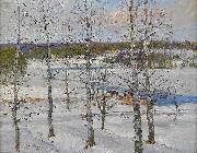 Anton Genberg, Winter landscape of Norrland with birch trees